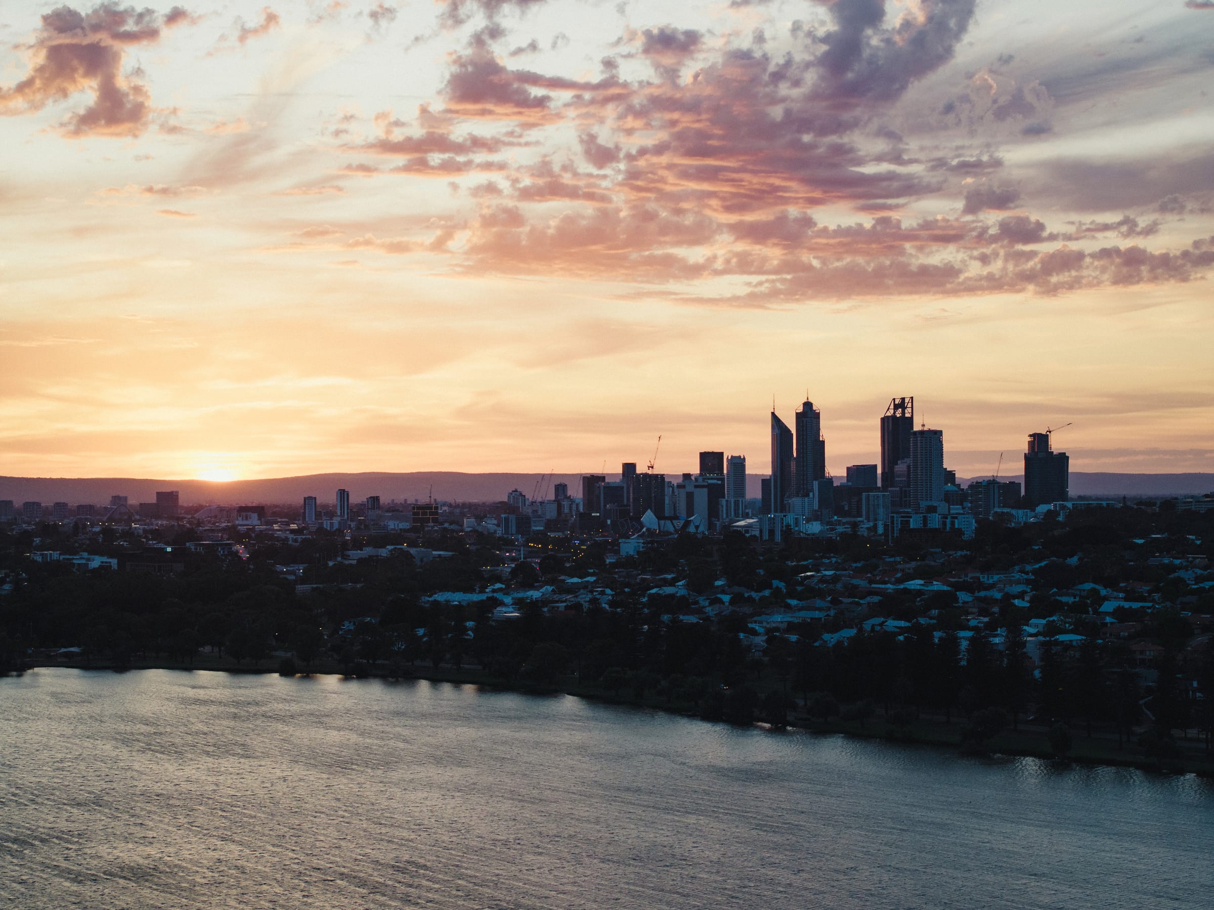 Perth skyline, dusk